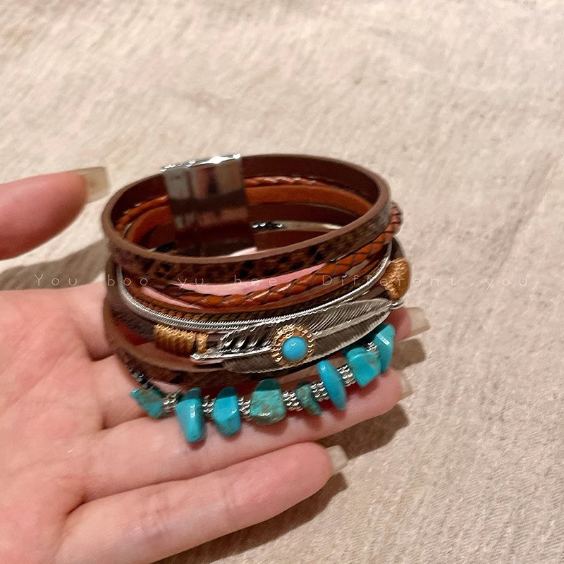Bohemian Exotic Ethnic-Style Butterfly Leather Bracelet