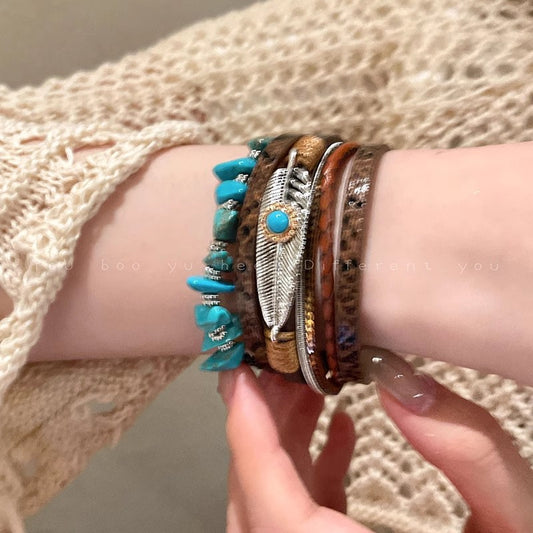 Bohemian Exotic Ethnic-Style Butterfly Leather Bracelet