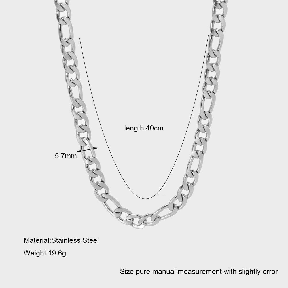 INS Hip-hop Style Figaro Chain Stainless Steel Necklace