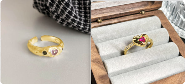 Irregular Texture Heart Ring For Women