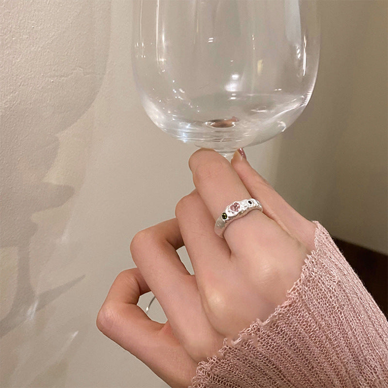 Irregular Texture Heart Ring For Women