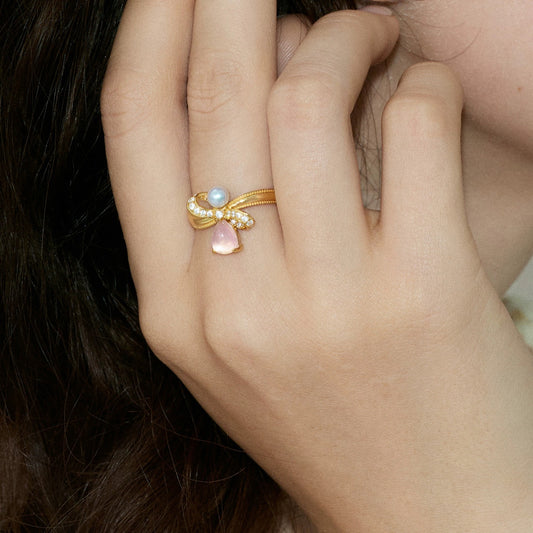 Cat's Eye Stone Bow Ring For Women