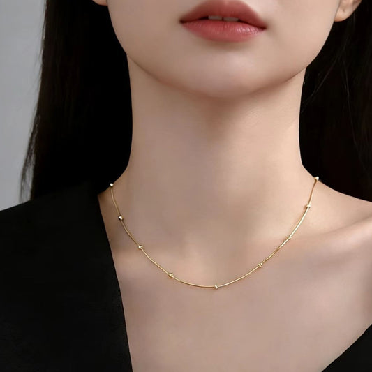 Snake Bone Round Bead Necklace Clavicle Chain