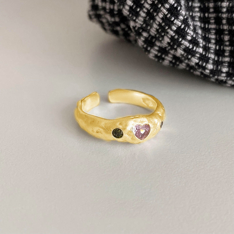 Irregular Texture Heart Ring For Women