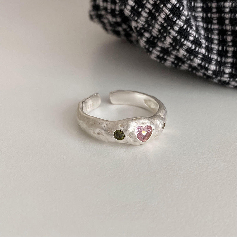 Irregular Texture Heart Ring For Women