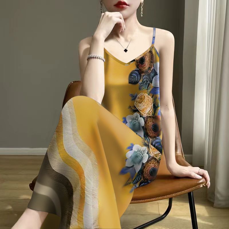 Youthful Summer Printed Strap Sleeveless InnerOuter Tank Dress