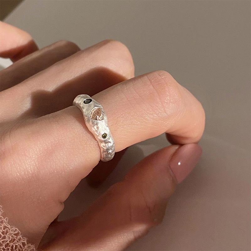 Irregular Texture Heart Ring For Women