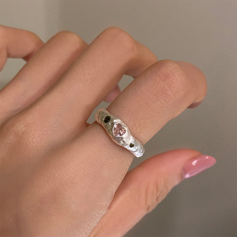 Irregular Texture Heart Ring For Women