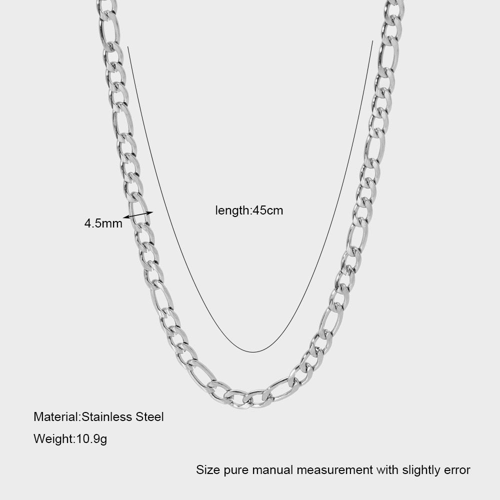 INS Hip-hop Style Figaro Chain Stainless Steel Necklace