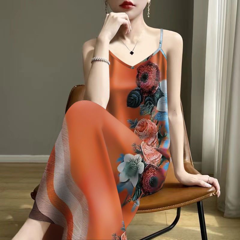 Youthful Summer Printed Strap Sleeveless InnerOuter Tank Dress