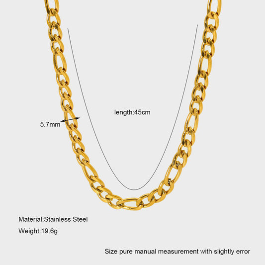 INS Hip-hop Style Figaro Chain Stainless Steel Necklace
