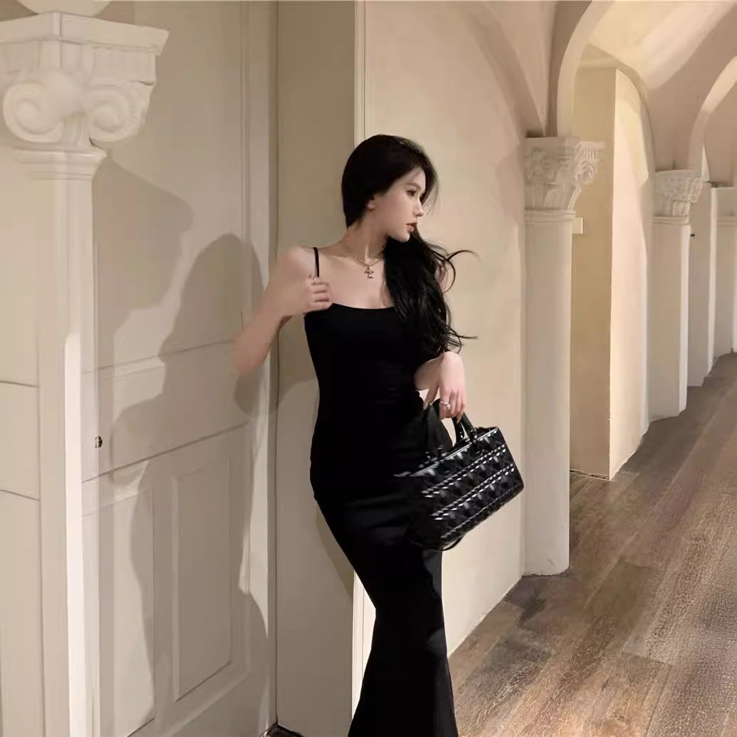Sexy Strap Dress Elegant Sheath Fishtail Maxi Dress For Pear-Shaped Figures