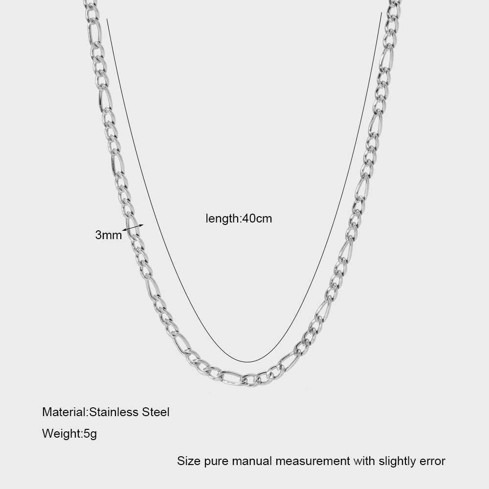 INS Hip-hop Style Figaro Chain Stainless Steel Necklace