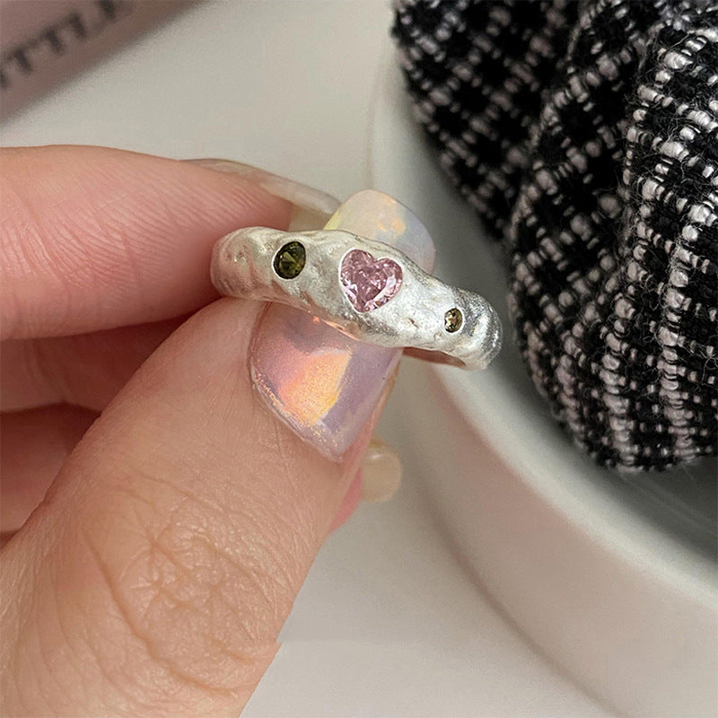 Irregular Texture Heart Ring For Women