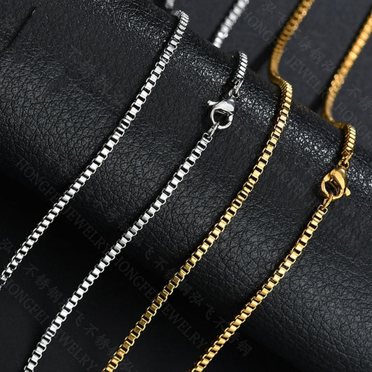 Simple Pendant-Free Necklace Titanium Steel Box Chain Necklace For Women